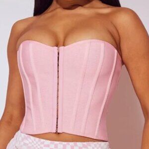 PrettyLittleThings Dusty pink bandage dip hem bust cup corset - NWT